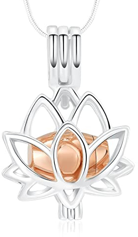 Cremation Jewelry for Ashes Pendant - Lotus Urn Necklace with Mini Keepsake Urn Memorial Ash Jewelry For Women Men