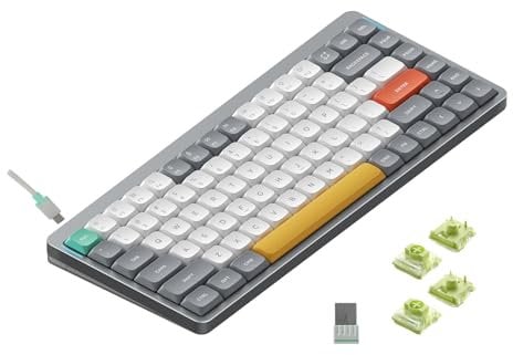 nuphy Air75 v2 QMK/Via Mechanical Keyboard, 75% Wireless Keyboard, Low Profile, Bluetooth 5.1, 2.4GHz and Wired Connection, Compatible with Windows and Mac OS Systems - Lunar Gray Switch Aloe