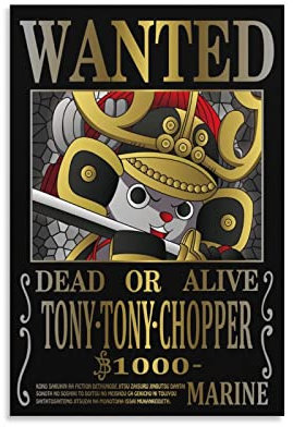 Anime One Piece Wanted Poster Chopper Samurai Canvas Wall Art Prints Poster Photo Picture Painting Posters Room Decor 16x24inch(40x60cm)