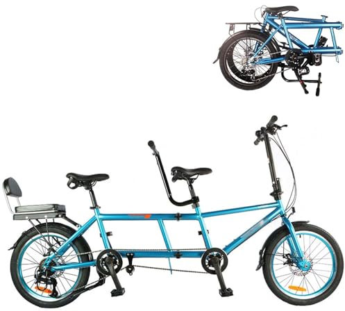 MAYFABD Tandem Beach Cruiser Fahrrad für Erwachsene Faltbares Tandem Beach Cruiser Fahrrad für Erwachsene Dreisitzer 7 Gang Maximale Belastung 300 kg Familienreisen und Paarfahrten,Schwarz