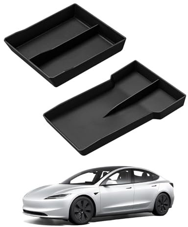 BASENOR 2025 Tesla Model 3 Model Y Center Console Organizer Tray TPE Lower Center Console Storage Central Control Lower Storage Box Pad for Model 3 Highland Accessories