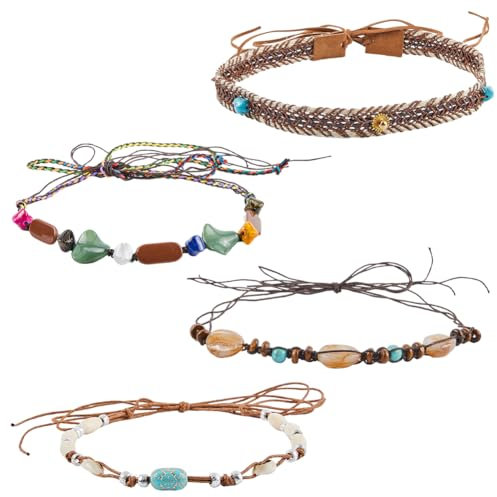 GORGECRAFT 4 Stile Western-Cowboy-Hutband Ethnischer Verstellbarer Western-Hutgürtel Türkisfarbene Perlen Stein-Ersatz-Edelstein-Hutgürtel Für Damen Und Herren Cowgirl Panama Rancher Fedora-Hüte