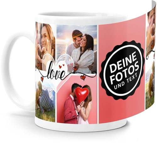 SpecialMe® Tasse mit Foto-Collage Liebe Love personalisiert mit bis zu 9 Bildern Fotogeschenk selbst gestalten weiß standard