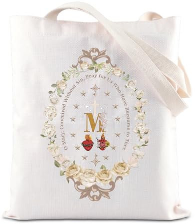 FOTAP Jesus-Geschenk, Taufgeschenk, marianisches katholisches Geschenk, wundertätige Medaille, Tragetasche, religiöses Geschenk, makelloses Herz Marias, weiß, 14.26