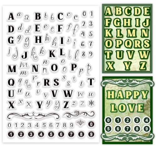 PH PandaHall 26 Alphabet Buchstaben Transparentstempel Zahlen Silikonstempel Großbuchstaben Kleinbuchstaben Gummistempel Transparente Siegelstempel Für Die Kartengestaltung Scrapbooking