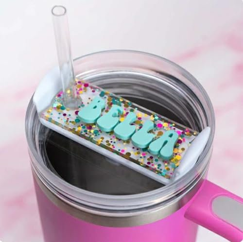 ZYMECH Targhetta personalizzata Nome Tumbler Bottiglia d'acqua personalizzata Targhetta con nome,Targhetta con nome glitterato Tag personalizzato per Coppa 20oz/30oz/4 oz