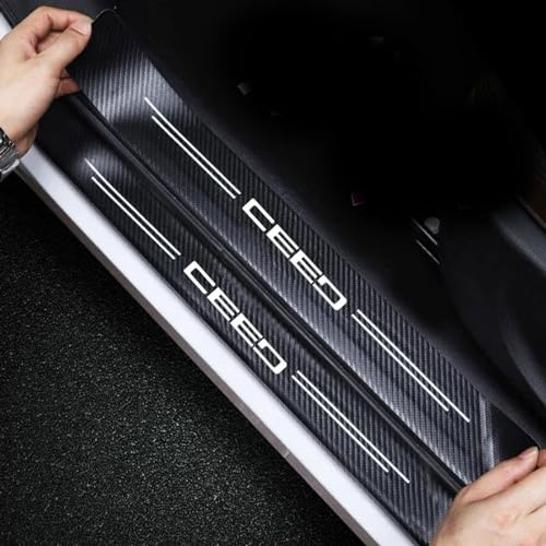 4 Stück Auto Einstiegsleisten Schutz Aufkleber für Kia Ceed, Kohlefaser Türschweller Trittschutz Lackschutzfolie (Ceed)