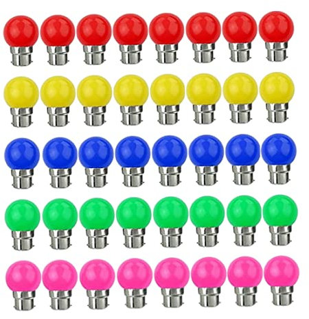 Bulbo delle luci a colori, bulbi di sostituzione natalizia 40pcs b22 bulbo atmosfera rotonda