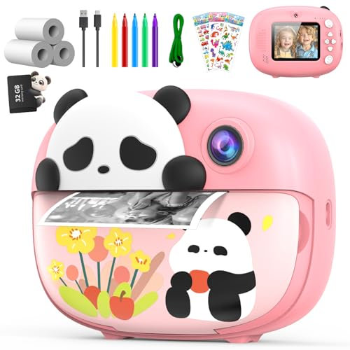 ULEWAY Kinderkamera Sofortbildkamera, 2.4 Zoll 1080P Dual-Kamera, Kinderkamera Sofortdruck mit 32GB TF Karte & Druckpapier, Farbige Stifte, Geschenk für Kinder 3-12 Jahren (Rosa)