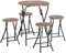 Liink1Ga Bistrotisch mit 4 Klappbank Gartentisch mit Klapphocker Balkonmöbel Gartenmöbel Set Balkonset 5 Teilig Garten Essgruppe, Faltbar Rund Esstisch mit 4 Klapphocker 60X60X75CM, Braun&Schwarz