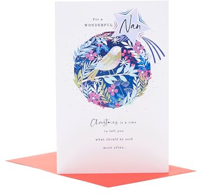 UK Greetings Weihnachtskarte für Oma – Herzliches Rotkehlchen-Design