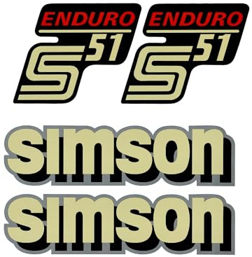 Dekorsatz Wasserschiebebild Retro ENDURO 4-teilig - für Simson S51