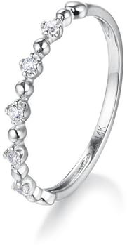 Frauen Ringe Schlicht, Ring 18K Weißgold 1.4Mm Größe 50 (15.9) Diamant Rundschliff Weiß Gravur Für Neujahr Finger Ringe Women