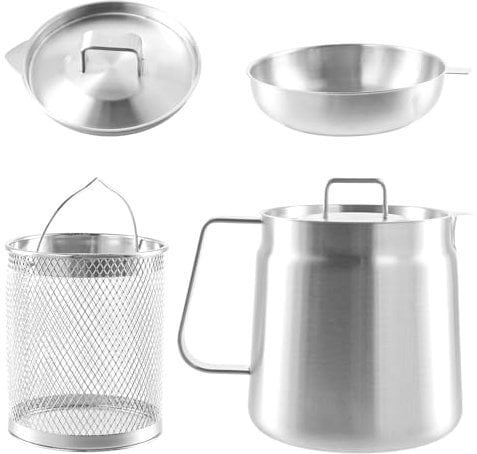 Oil Strainer Pot 2L - Stainless Steel Oil Filter Pot with Lid And Fine Mesh Strainer Oil Container Can, 2 In 1 Oil Strainer Frying Pot Grease Container, Deep Fryer Pot For Kitchen Cooking