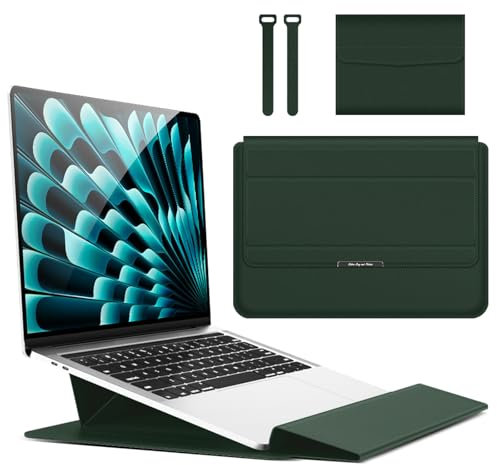 Hinnwer 13 14 Pollici Custodie per PC Portatile Borsa con Funzione Stand per MacBook Air 13 M3/M2/M1 A3113 A2681 A2337, MacBook Pro 14 M4/M4 Pro/M4 Max A3112 A3401 A3185 A2992 A2918 A2779 Verde