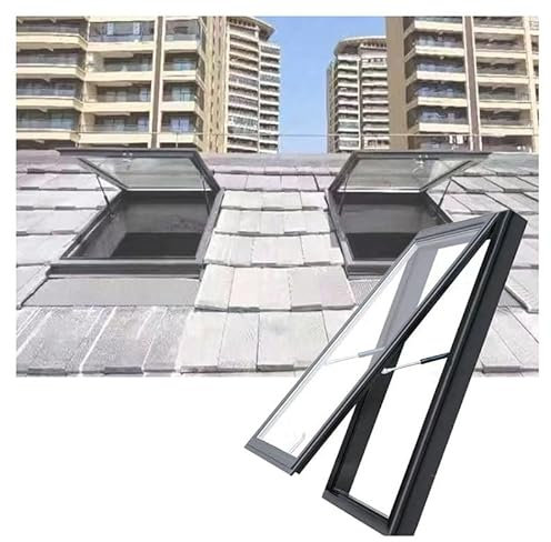 PFCDZDU Salida Tragaluz Techo, Techo Plano Inclinado Vidrio Templado Iluminación Ventana Pozo, Ventilación Manual Escotilla Mantenimiento para Ático Interior Montado En Cubierta(31.5x27.6in/80x70cm)