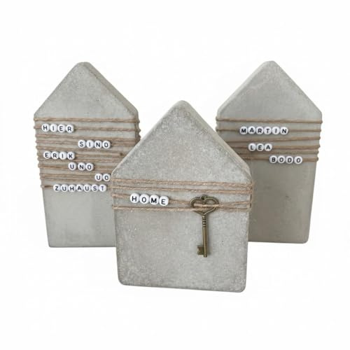 Personalisiertes Haus aus Beton | Home Dekoration | Einweihungsgeschenk mit Schlüssel
