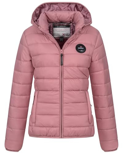 Geographical Norway Damen Übergangsjacke Steppjacke Outdoor Frühlingsjacke leicht Kapuze, Farbe:Old Pink, Größe:XXL (44)