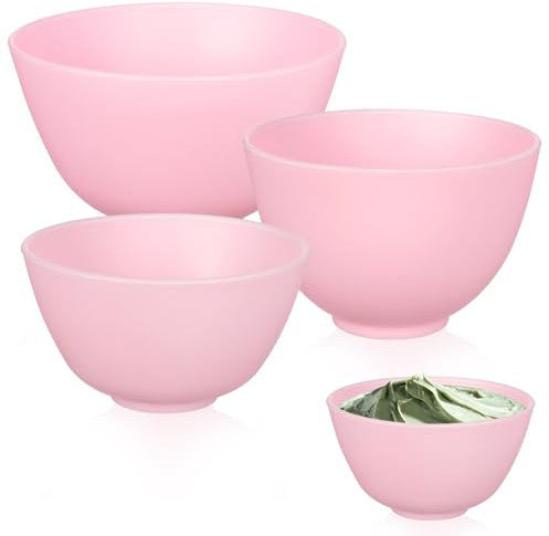 TOGEVAL 3pcs Silicone Bowl Modeling Mask Face Cream Mixing Bowls Brow Facial Cream Mixing Bowl Small Mixing Bowls Face Wash Makeup Face Bowl Skincare Bowl Facial Mask Bowl Pink Silica Gel