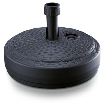 Sonnenschirmständer ⌀ 39 cm befüllbar mit Wasser oder Sand 12 L | Robuster Schirmständer aus wetterfestem Kunststoff | Stabiler Sonnenschirmfuß für Terrasse, Garten und Strand | Rattan Anthrazit