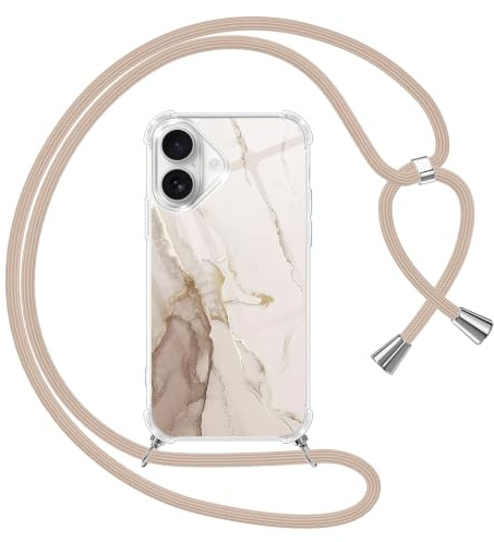 Yoedge Handyband Handyhülle für iPhone 17 6,3 Hülle mit Band, Durchsichtig Aesthetic Muster Marmor Case mit Kordel zum Umhängen, Weiche Silikon TPU + PC Stoßfest Schutzhülle Cover für iPhone 17, 03
