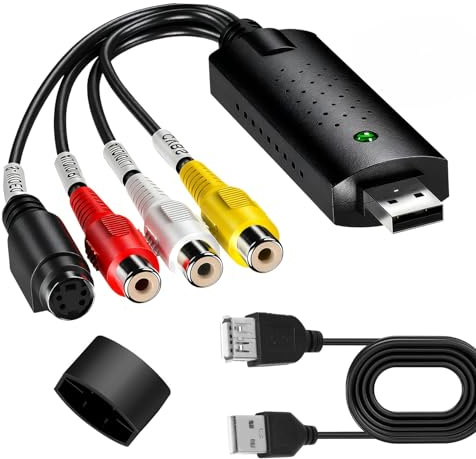 VHS to Digital Converter USB Video Capture Video Capture Card Device RCA to USB Audio Grabber Convert 1080PHD VHS Mini DV VCR Hi8 DVD for PC TV Tape Player Camcorder Support PAL/NTSC MAC Windows Vista