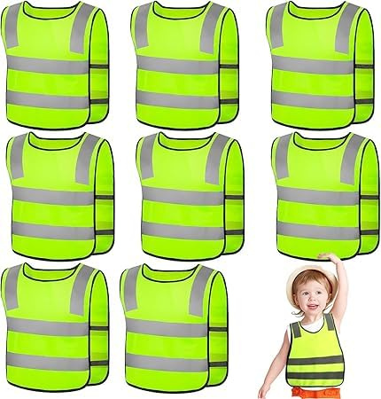 8 pezzi Gilet di sicurezza per bambini (3-12 anni), gilet di sicurezza per bambini, gilet di sicurezza per auto per bambini, gilet riflettente ad alta visibilità per bambini, gilet con riflettore per
