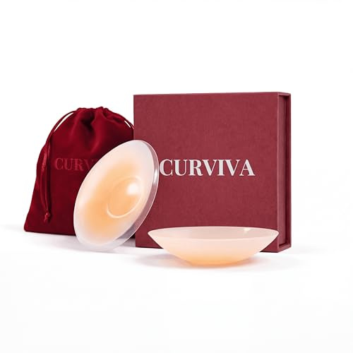 CURVIVA Pezoneras Circulares De Silicona Adhesivas | Cubre Pezones Invisibles, Resistentes y Reutilizables. Ideales para Vestidos sin Sujetador y Ropa Ajustada
