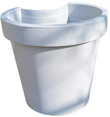 Alfie Francis 2 x 24cm (DIA) Light Grey Round Plastic Drain Pipe Flower/Plant Pot Planters Outdoor Garden Decoration