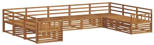 vidaXL Sofagarnituren 9 pcs Natur Massivholz Akazie, Gartenmöbel, modernes Outdoor-Sofa, Robustes Set, Lounge-Sitz, Terrasse, Komfort für Dein Zuhause