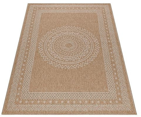 KADIMA DESIGN In- & Outdoor-Teppich Vintage Used-Look Wetterfest Waschbar Strapazierfähig Beige 80x150 cm Balkon Terrasse Küche Fußbodenheizung geeignet Pflegeleicht Flur Oeko-TEX | Jungfrau