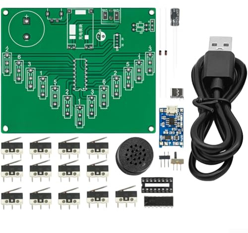 DIY-Kalimba-Kit, Pentatonisches elektronisches Instrument, 77 x 44 mm, Leiterplatte für Musik-Lern- und Hobby-Projekte (Kit + Datenkabel)