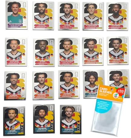 WM 2026 Sticker - Alle exklusiv 18 Deutschland Porträt-Sticker GER2-12 und GER14-20 + Exklusive Collect-it Hüllen (Eigenmarke Bundle)