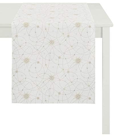 APELT 3009 48X140 50 Tischläufer, Polyester, Creme/Gold
