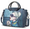 NICOLE & DORIS Mode Handtaschen Damen Designer Taschen Umhängetasche Retro Schultertaschen Henkeltaschen PU Leder Crossbody Bag Satchel Handtasche mit Muster Navy blau