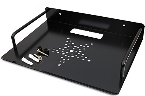 Black Menba Aluminium Legierung Wandhalterung Regalhalterung für TV Zubehör WiFi Router TV Box Set Top Box (Schwarz, 26 x 21 cm)