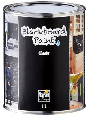 MagPaint Blackboard Paint - Black Chalkboard Paint - Premium Water Based - Suitable for Workplaces, Kitchens, Classrooms and Children's Bedrooms - 10m² Coverage, 1L