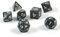 7 polyedrische Würfel für Rollen- und Tabletopspiele in schwarz mit Beutel