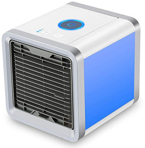 Miniaire acondicionado portátil con puerto USB y función 3 en 1, aire acondicionado, humidificador y purificador de aire, ventilador de mesa para oficina, hotel, garaje, hogar, etc