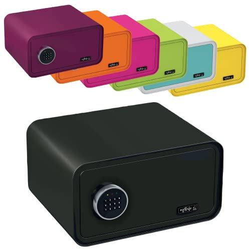 mySafe 430 Code | Elektronischer Tresor mit Zahlenschloss | 23x43x35cm | Design Safe | Möbeltresor | Stahltresor Doppelbolzenverriegelung | Alarm und Notschlüssel | Wand- Bodentresor | Farbe Schwarz