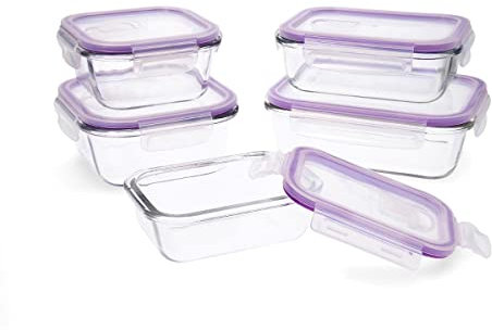 Quid Frost Set 5 Recipientes Herméticos Vidrio 37cl - 64cl - 104cl - 52cl - 80cl Sodo Apto Microondas Apto Congelador Reciclable