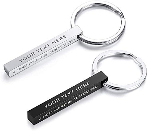 Schlüsselanhänger Personalisiert Edelstahl 4 Seiten Gravur Wasserfest Set | Personalisierter Edelstahl Schlüsselanhänger mit 4-Seiten-Gravur, robust, in mehreren Farben und als Einzelstück oder Set