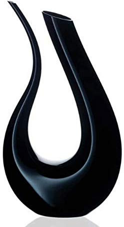 Zhenwo 100% Senza Piombo Cristallo Vino Rosso Decanter Veloce Decanter per Vino Versatore Creativo Bottiglia di Vino Decanter Nero 1,5L,Nero
