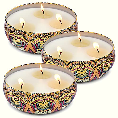 Citronella-Kerze für den Außenbereich, groß, 3 Dochte, 383 ml, Sojawachs, Kerzen für den Außenbereich, Terrasse, Veranda, 3 Packungen