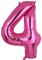 XXL Groß Rosa Zahl 4 Folienballon Luftballon Folien Mylar Riese MäDchen Helium Ballon Geburtstag Party Deko Lieferungen Baby 100 CM
