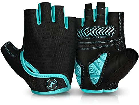 MOREOK Fahrradhandschuhe für Herren Damen Sommer Radsporthandschuhe Halbfinger 5MM SBR Gel rutschfeste/stoßdämpfende Handschuhe für Mountainbike, Rennrad & Downhill-E-XL