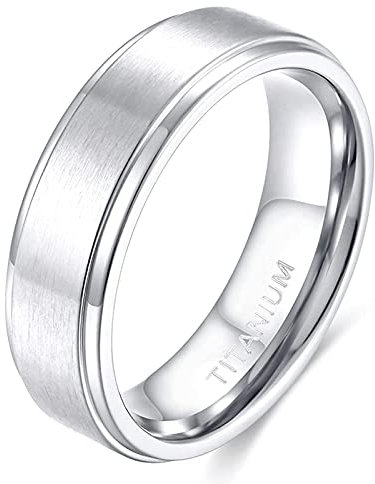 Zakk Ring Herren Damen Titan Verlobungsringe Eheringe Trauringe Silber Gebürstet 4mm 6mm 8mm(Silber-6mm, 65 (20.7))