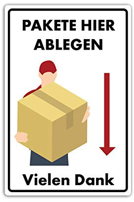 Hier Paket ablegen/abladen Schild 20 x 30 cm Abladestelle Kennzeichnung aus stabiler PVC Hartschaumplatte 3mm mit UV-Schutz von STROBO