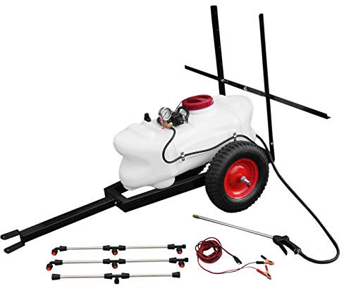 MaxBlast - Polverizzatore per Moto Quad ATV con Rimorchio Carrello con Asta 6 Ugelli e Lancia a Mano Irroratore Spruzzatore per Fertilizzanti - 100 Litri