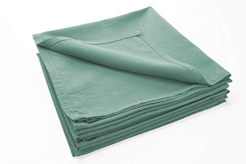 jilda-tex Pack Servietten-Set Stone-Washed Renforce Tischwäsche Lissabon 100% Bio-Baumwolle Knitterlook Bügelfrei Uni Leinen-Optik GOTS Made in Green (Steinblau, 6er Set (6X 42x42 cm))